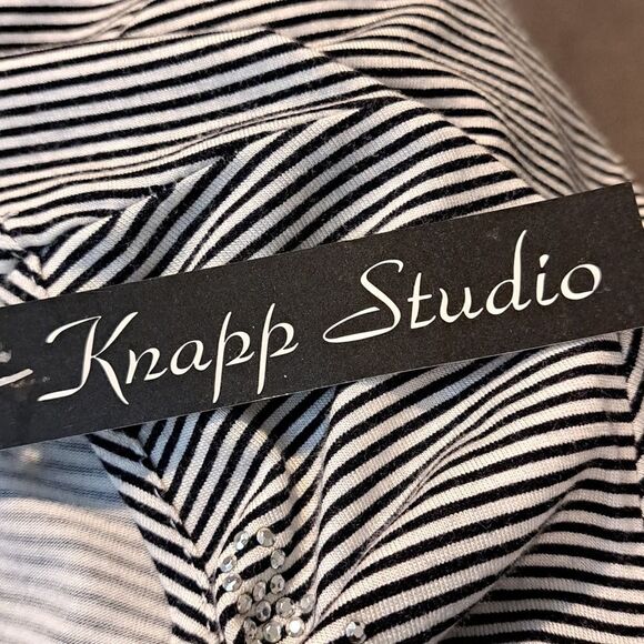 Knapp Studio NEW Top Black White Mini Stripe Beads Anchors Sailing Boating Large - Picture 8 of 12